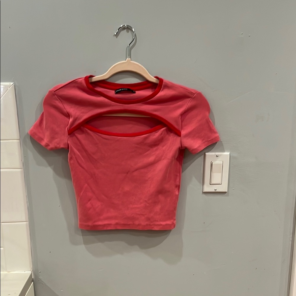 Trendy Pink Cutout Crop Top